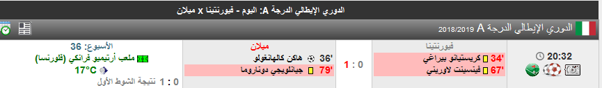 نتيجة مباراة ميلان الشوط الثاني فوز ميلان