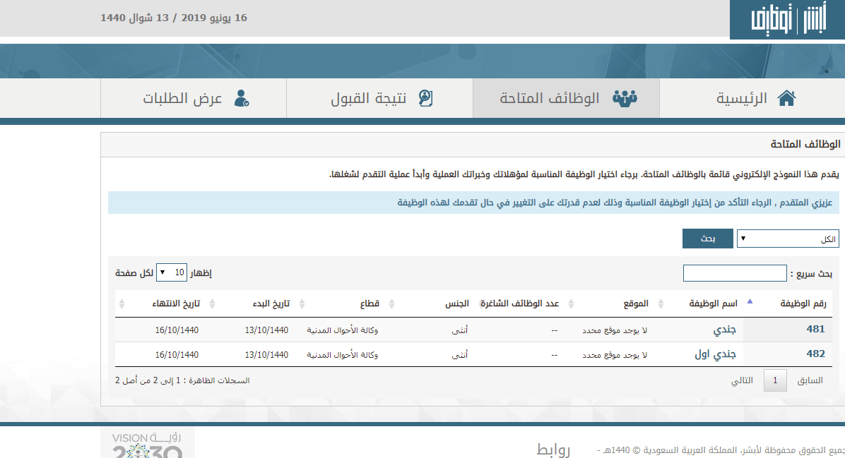 وزارة الأحوال المدنية الوظائف النسائية العسكرية 1440 جندي وجندي أول