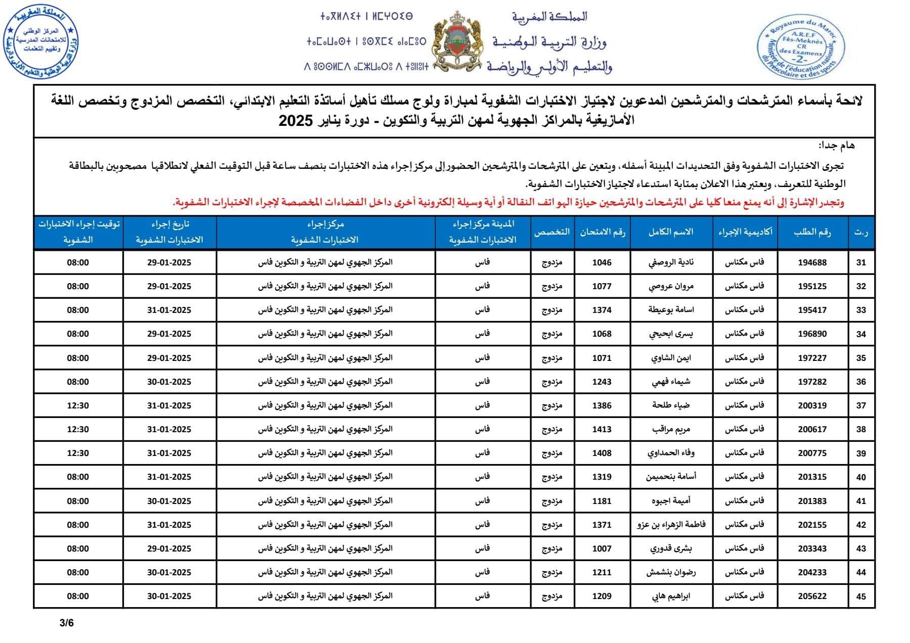 نتائج مباراة التعليم 2025